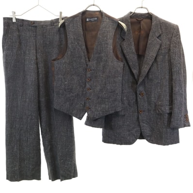 LANVIN ランバン 90s オールド スーツ 上下セットアップ H50-26 チャコールブラウン 3ピース
