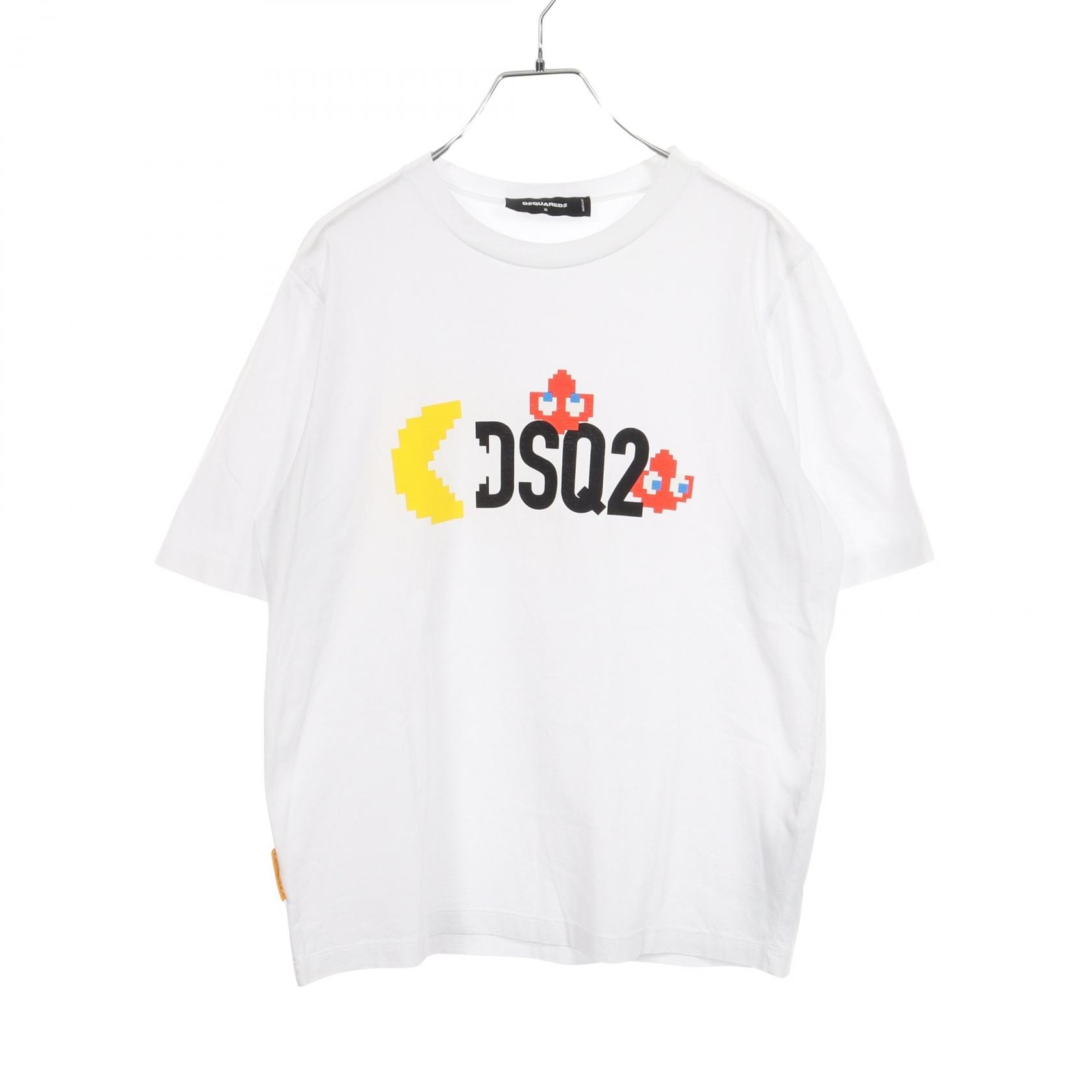 ディースクエアード DSQUARED2 DSQUARED2 × Pac-Man 半袖Tシャツ 衣料品 トップス コットン メンズ ホワイト系 S726D0493 【中古】