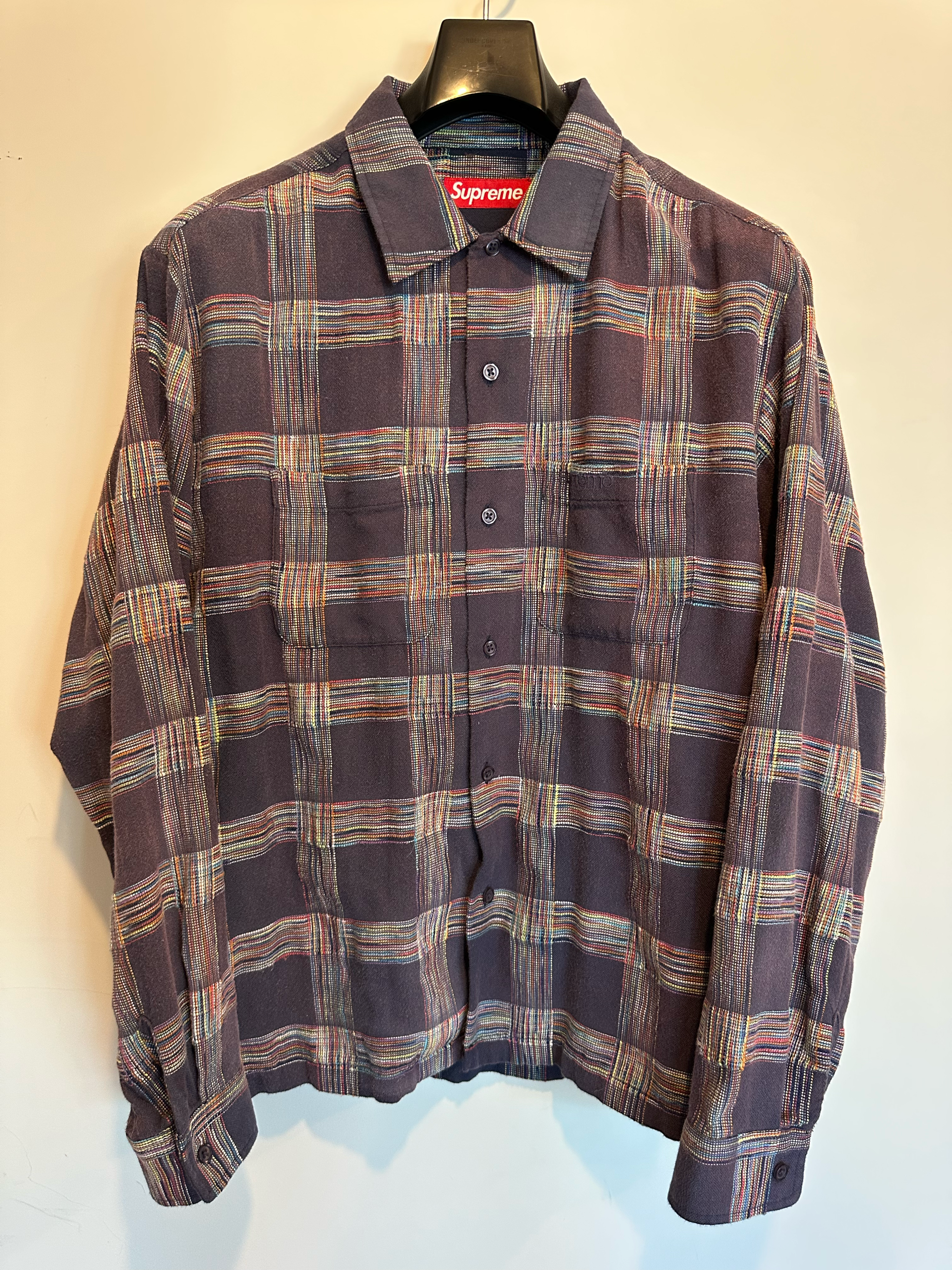 Supreme Woven Plaid Shirt "Washed Navy"