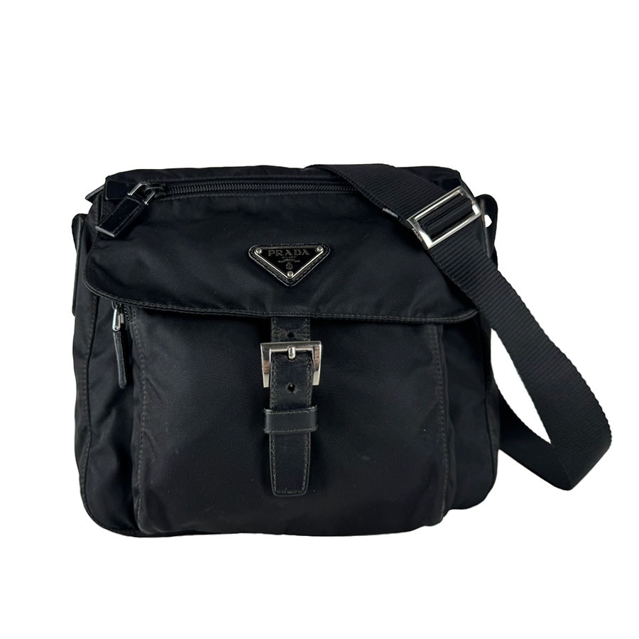 プラダ PRADA ショルダーバッグ ナイロン/レザー ブラック ユニセックス【中古】 z10926