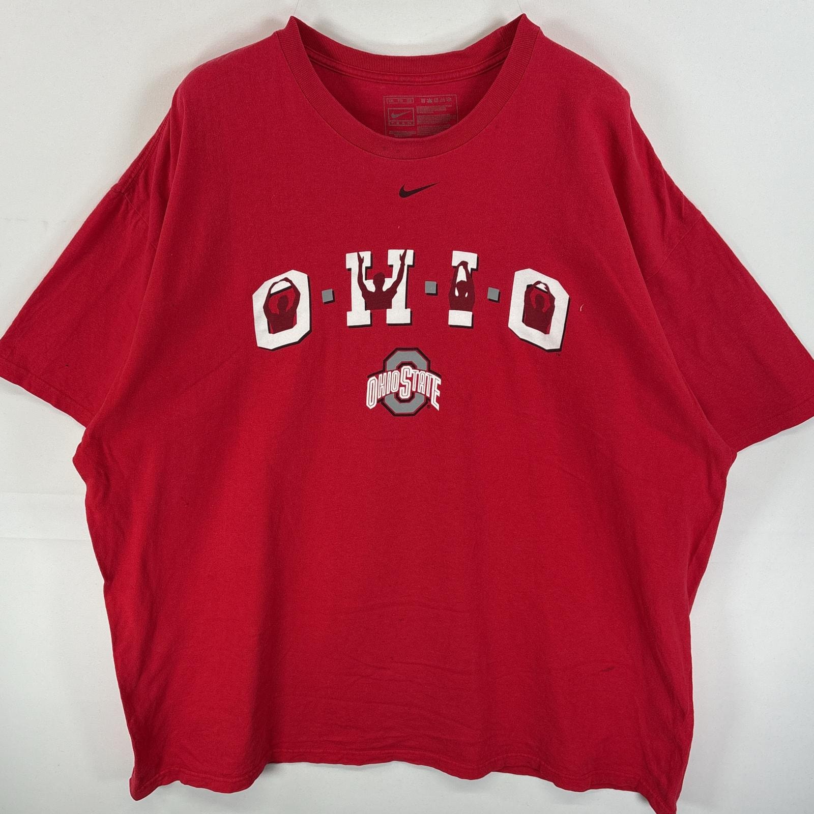 古着 ナイキ NIKE 半袖Tシャツ カレッジ 両面ラバープリント センタースウッシュ 14041  レッド メンズ