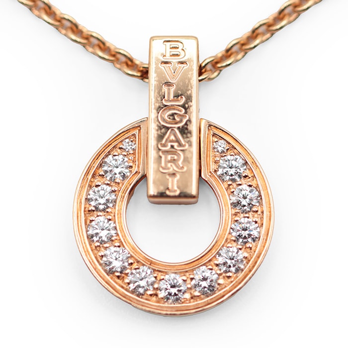 BVLGARI ブルガリ ネックレス ブルガリブルガリ オープンワーク チェーン全長 約44.4cm K18PG ピンクゴールド 金18 ダイヤモンド アクセサリー ジュエリー ユニセックス メンズ レディース イタリア製