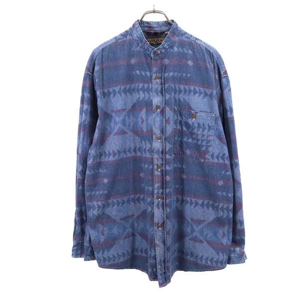 JANSPORTS 90s 長袖 バンドカラー コットンシャツ