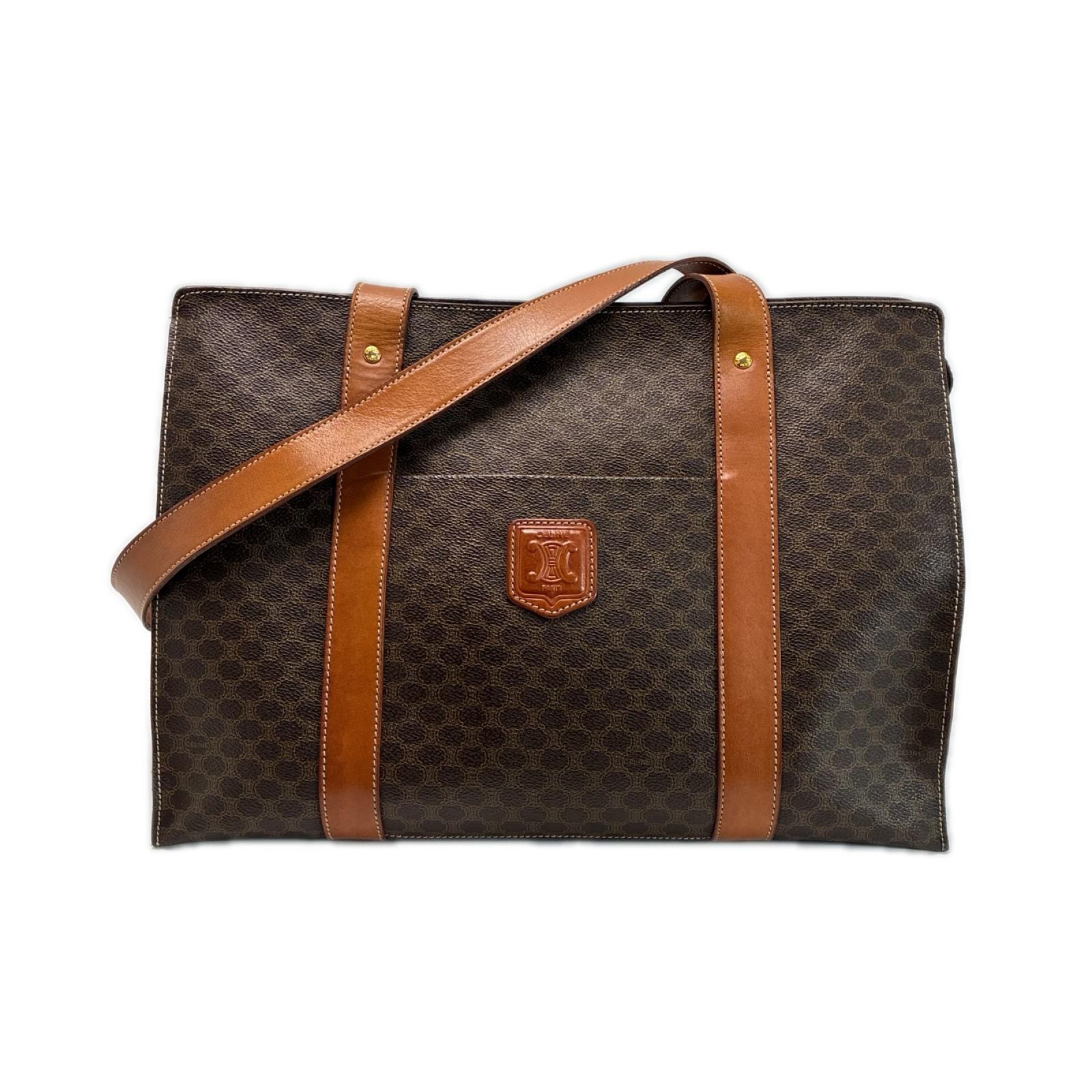 CELINE セリーヌ マカダム柄 ショルダートートバッグ ヴィンテージ MC98/2 PVCxレザー
