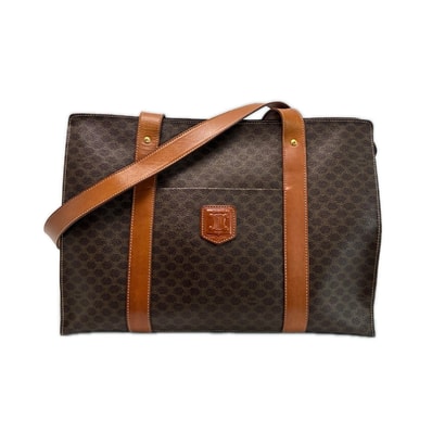 CELINE セリーヌ マカダム柄 ショルダートートバッグ ヴィンテージ MC98/2 PVCxレザー