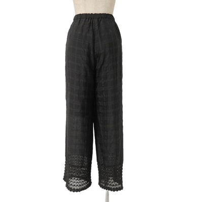 ■美品■HaaT ISSEY MIYAKE ハート イッセイミヤケ パンツ サイズ2 シルク混 シアー チェック柄 裾レース ブランド古着【中古】20261020/RB1340