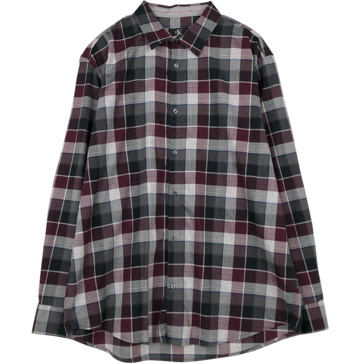 古着 90~00年代 カルバンクライン Calvin klein 長袖 コットンチェックシャツ メンズL相当/eaa676486