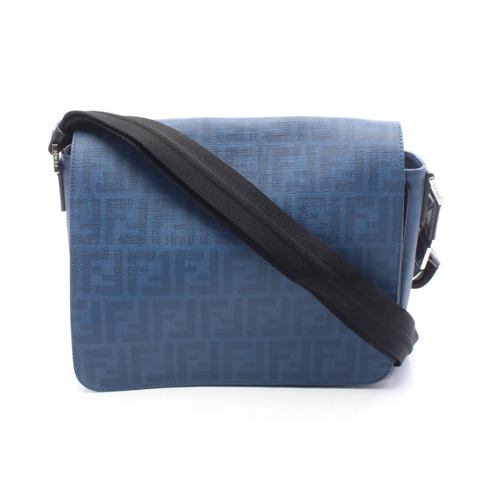 フェンディ FENDI ズッカ ショルダーバッグ ショルダーバッグ バッグ PVCコーティングキャンバス レザー メンズ レディース ブルー系 / ブラック系 【中古】