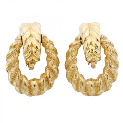 【6jcb1012-k】クリスチャンディオール イヤリング ツイストロープ GPメッキ ゴールド【中古】レディース