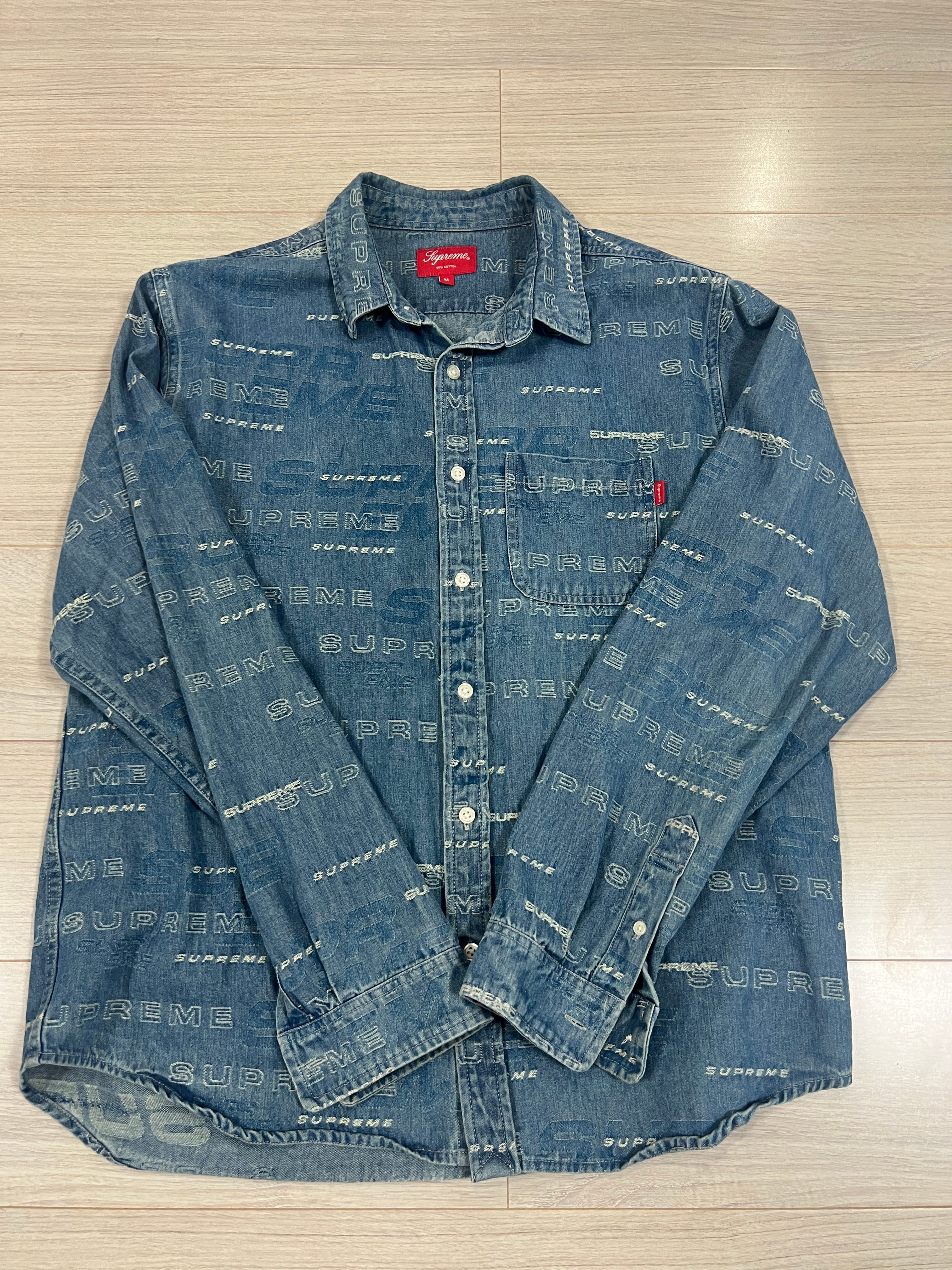 Supreme Dimensions Logo Denim Shirt "Blue"