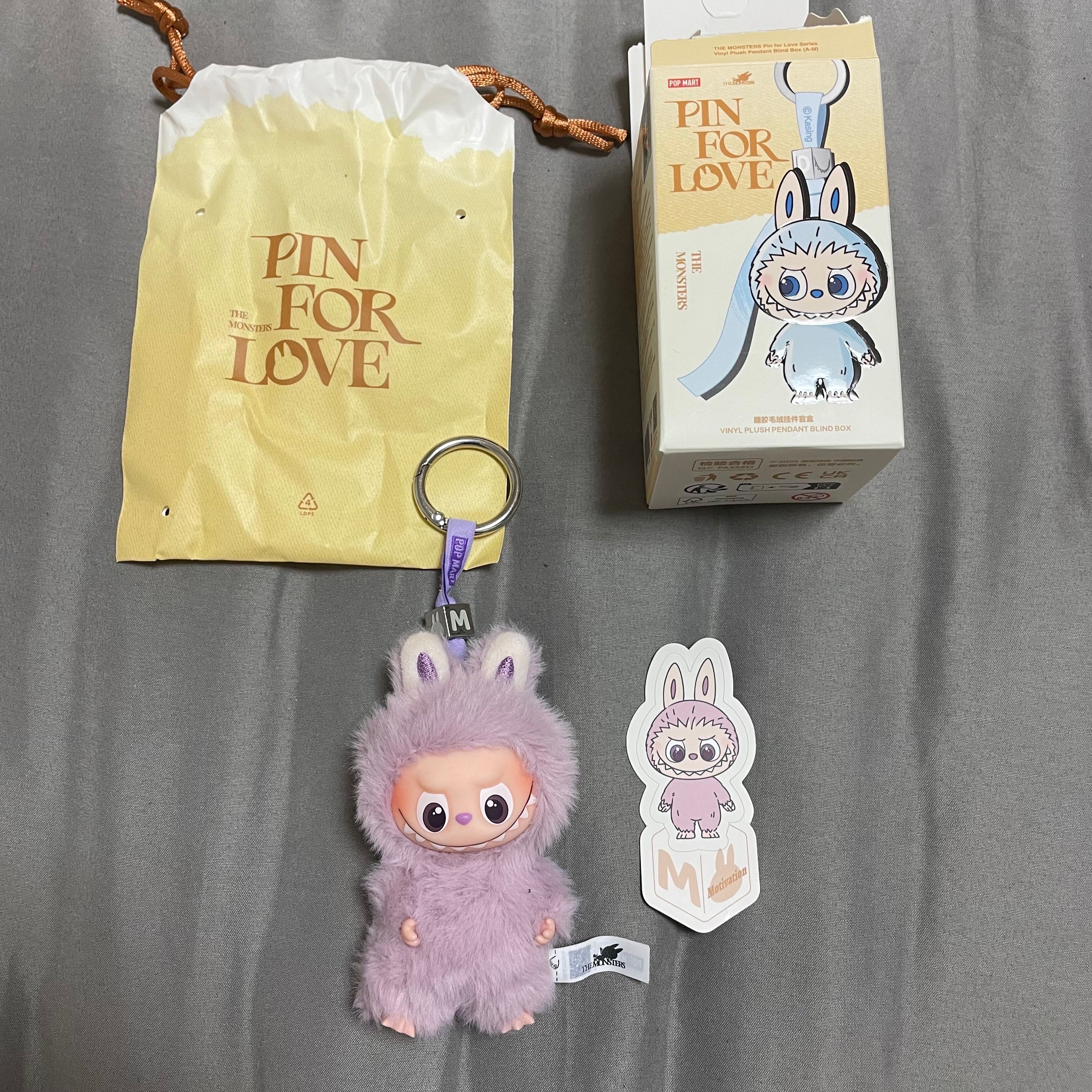 POP MART THE MONSTERS (LABUBU) Pin for Love Series-Vinyl Plush Pendant (A-M) M
