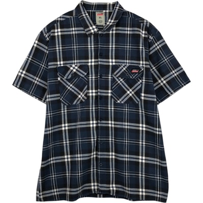古着 ディッキーズ Dickies チェック柄 半袖 ワークシャツ ボックスシャツ メンズXL相当/eaa659130