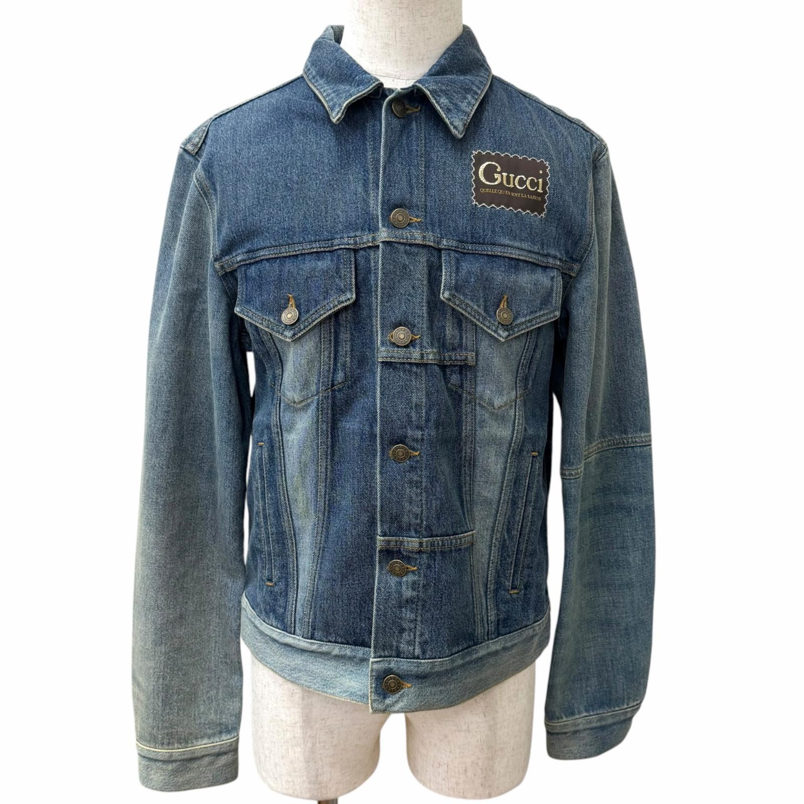 極美品 グッチ デニムジャケット インディゴブルー メンズ 48 623228