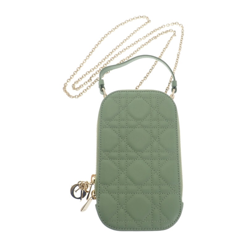 ディオール Dior Call'in Dior フォンホルダー S0872ONMJ_M59H ショルダーバッグ ラムスキン ミントグリーン ゴールド金具 レディース【中古】【Aランク】