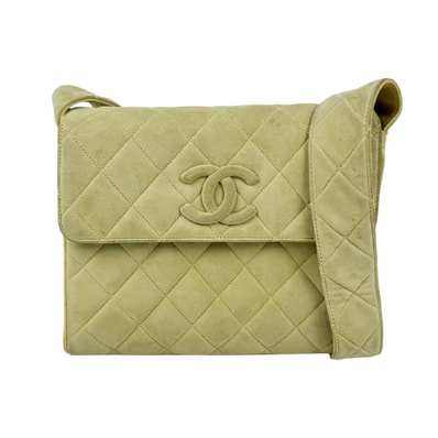シャネル CHANEL ショルダーバッグ スエード イエロー レディース【中古】 z11199