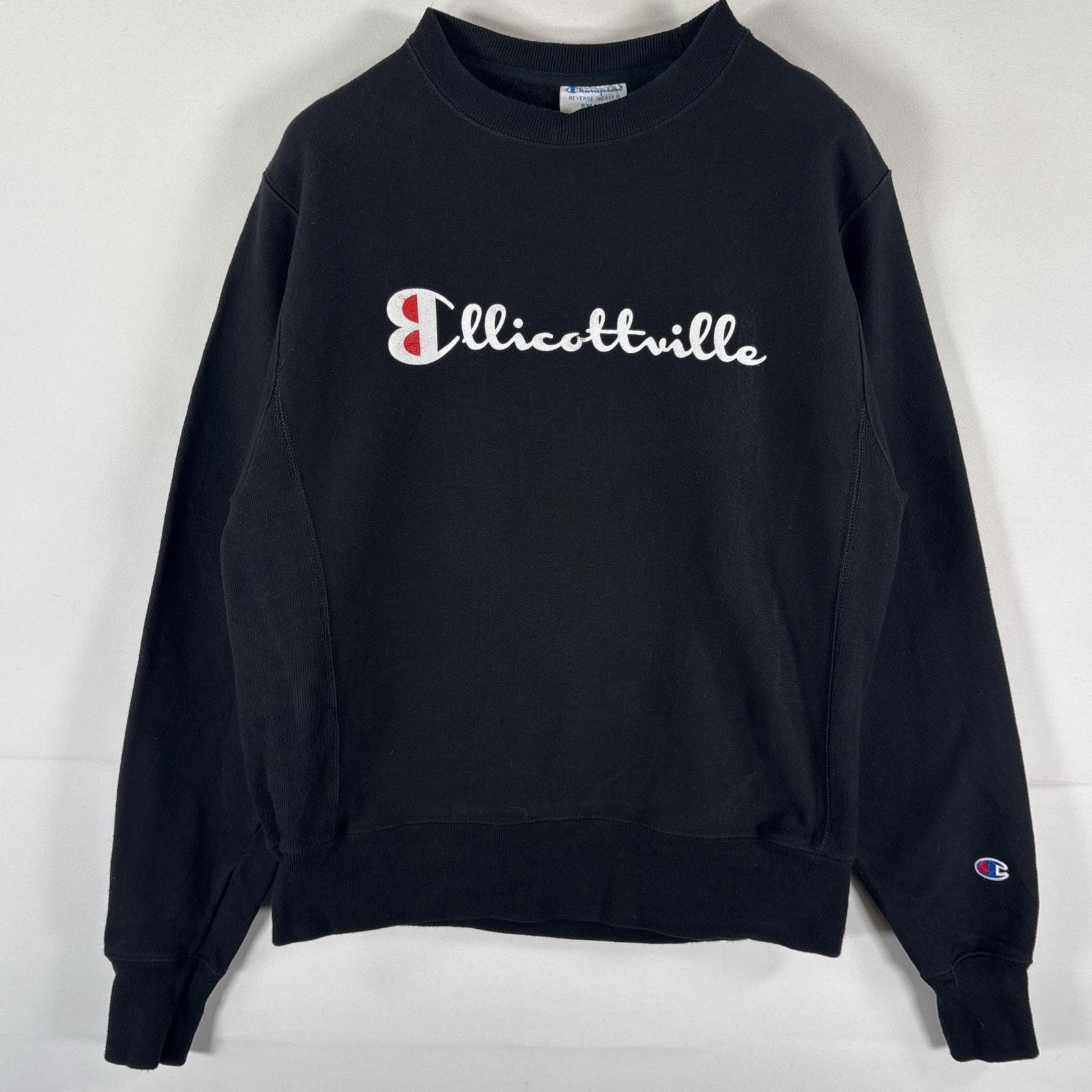 古着 チャンピオン Champion スウェット リバースウィーブ トレーナー ビッグロゴプリント クルーネック SMALL  ブラック メンズ