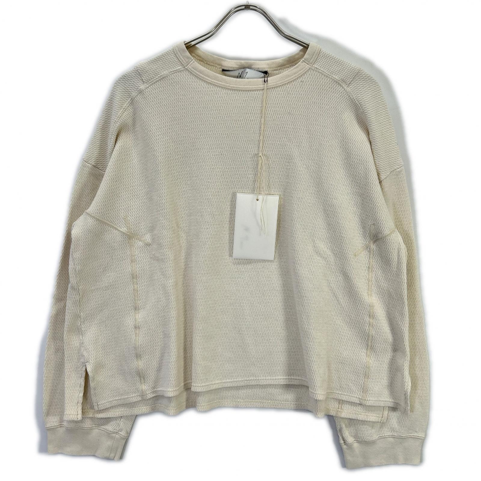 アンセルム ANC-CT159 ホワイト WAFFLE CREW NECK LS 2