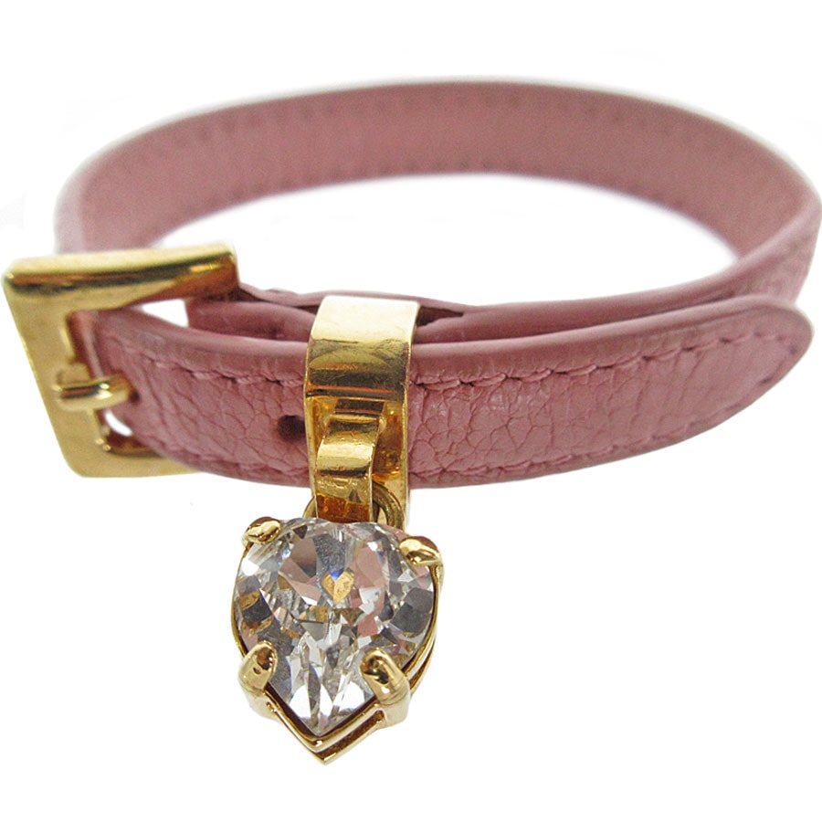 ミュウミュウ MIUMIU ブレスレット レザー/メタル ピンク レディース【中古】 k0062a