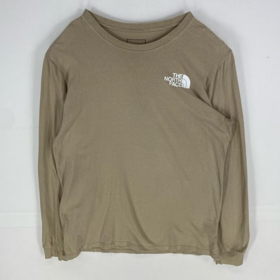 古着 ザ・ノースフェイス THE NORTH FACE 長袖Tシャツ クルーネック ワンポイント ロンT L ブラウン系 バックプリント メンズ