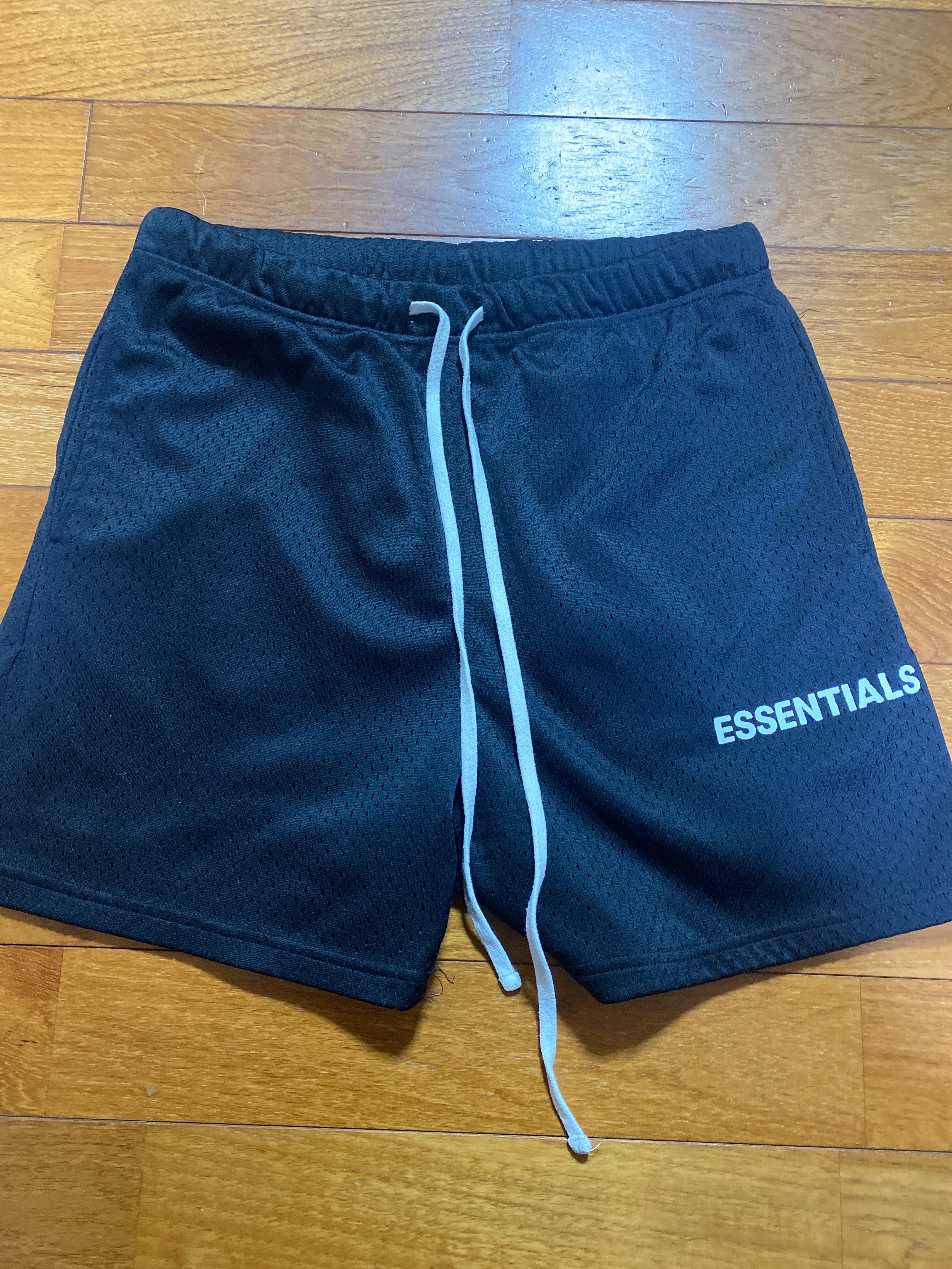 FEAR OF GOD Essentials Graphic Mesh Drawstring Shorts "Black"