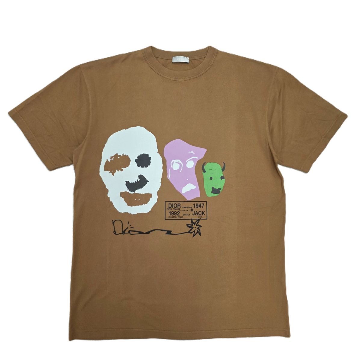 Dior ディオール 22AW TRAVIS SCOTT トラヴィススコット CACTUS JACK カクタスジャック 半袖Tシャツ 283J641B0677 M コットン ブラウン  メンズ【中古】
