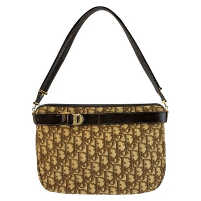 Christian Dior クリスチャンディオール トロッター ベージュ ブラウン ゴールド金具 キャンバス レザー/ ショルダーバッグ 602404 【中古】
