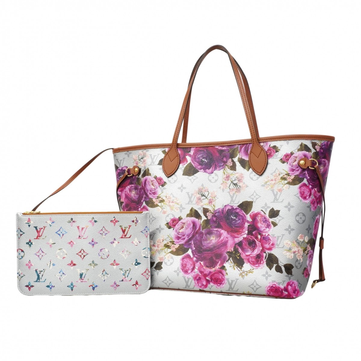 ★最終価格★SALE【6eb1670】ルイヴィトン トートバッグ LV ガーデン ネヴァーフルMM M21352 シルバー ピンク【中古】レディース