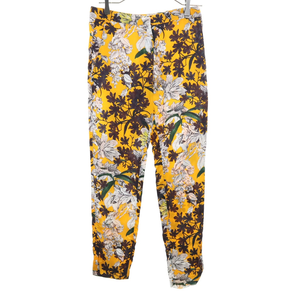 MSGM エムエスジーエム イタリア製 花柄 ロングパンツ 38 オレンジ系 ボタニカル