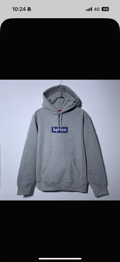 Supreme Bandana Box Logo Hooded Sweatshirt "Grey"