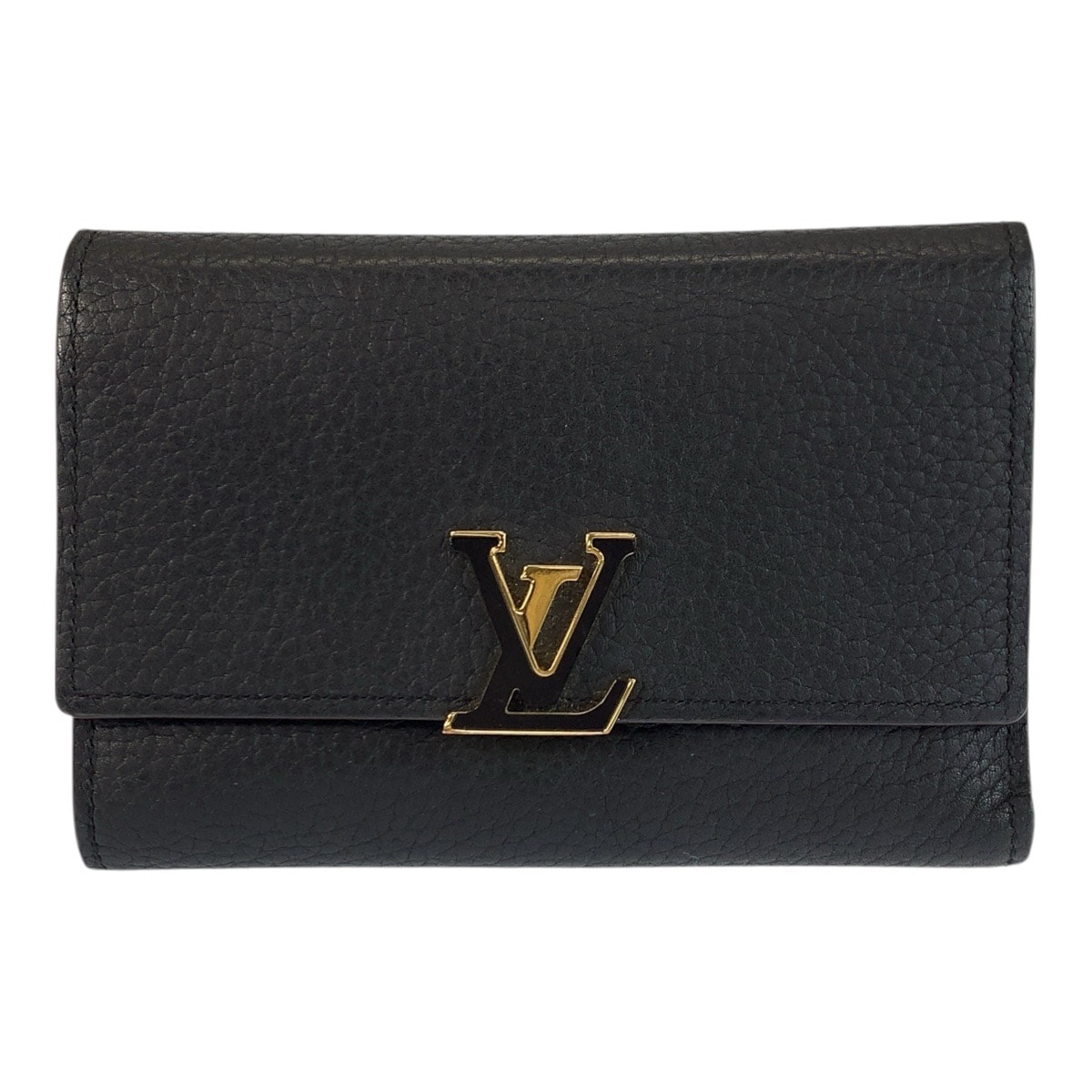 美品 LOUIS VUITTON ルイヴィトン ポルトフォイユ カプシーヌ コンパクト ノワール ブラック ホットピンク レザー 折財布 コンパクトウォレット 600867 【中古】