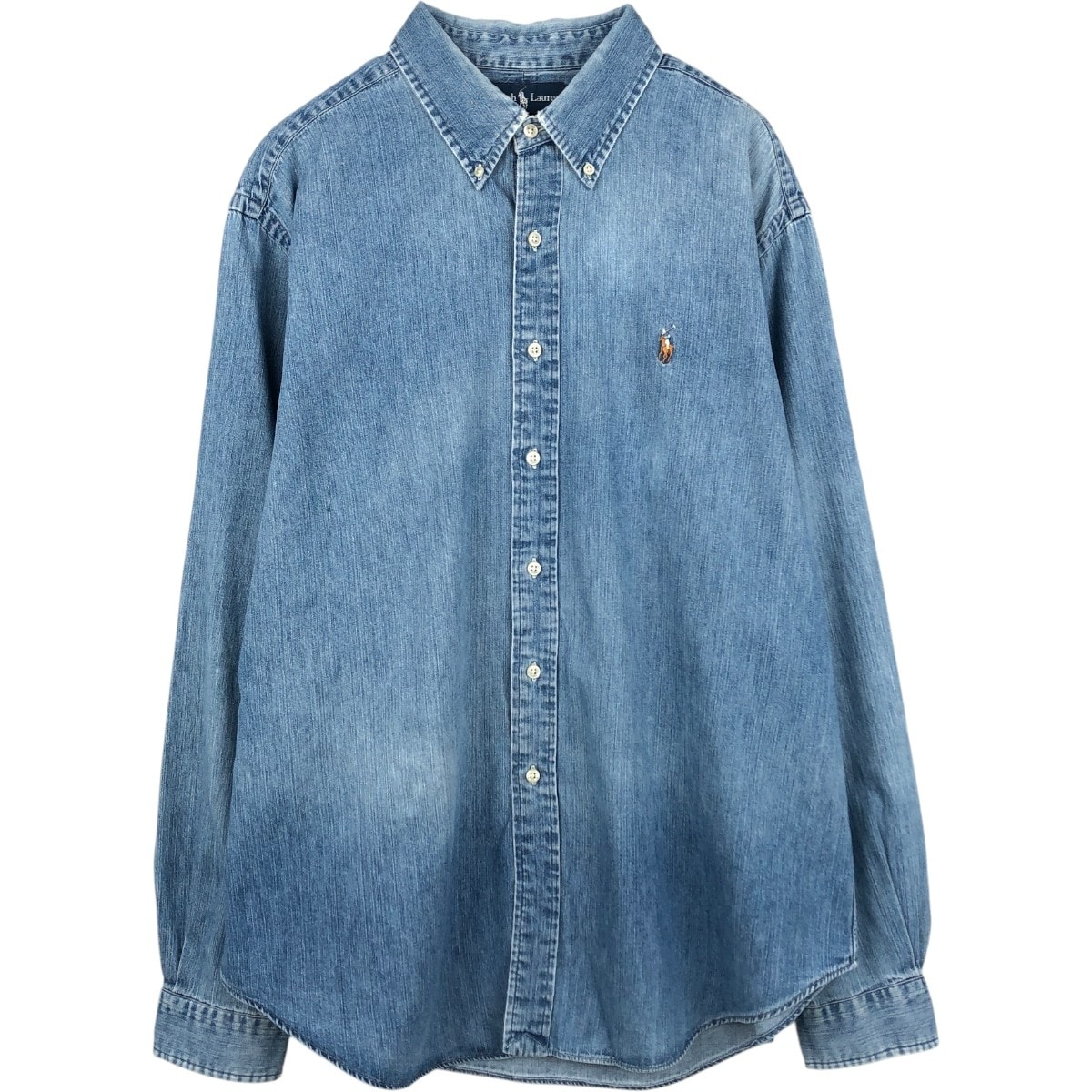 古着 ラルフローレン Ralph Lauren CLASSIC FIT 長袖 ボタンダウンデニムシャツ メンズXL相当/eaa676440