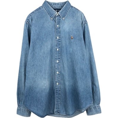 古着 ラルフローレン Ralph Lauren CLASSIC FIT 長袖 ボタンダウンデニムシャツ メンズXL相当/eaa676440