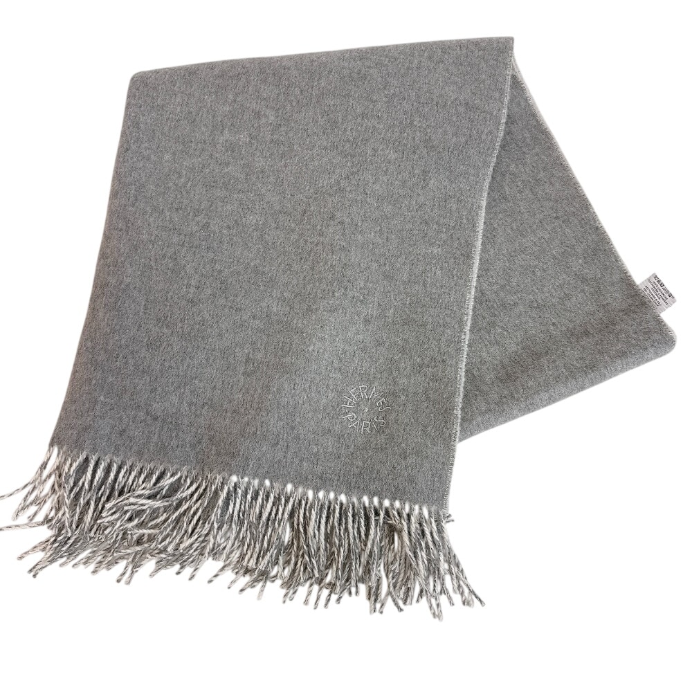 エルメス HERMES マフラー ダブルフェイス 大判ストール 2023年 秋冬 グレー