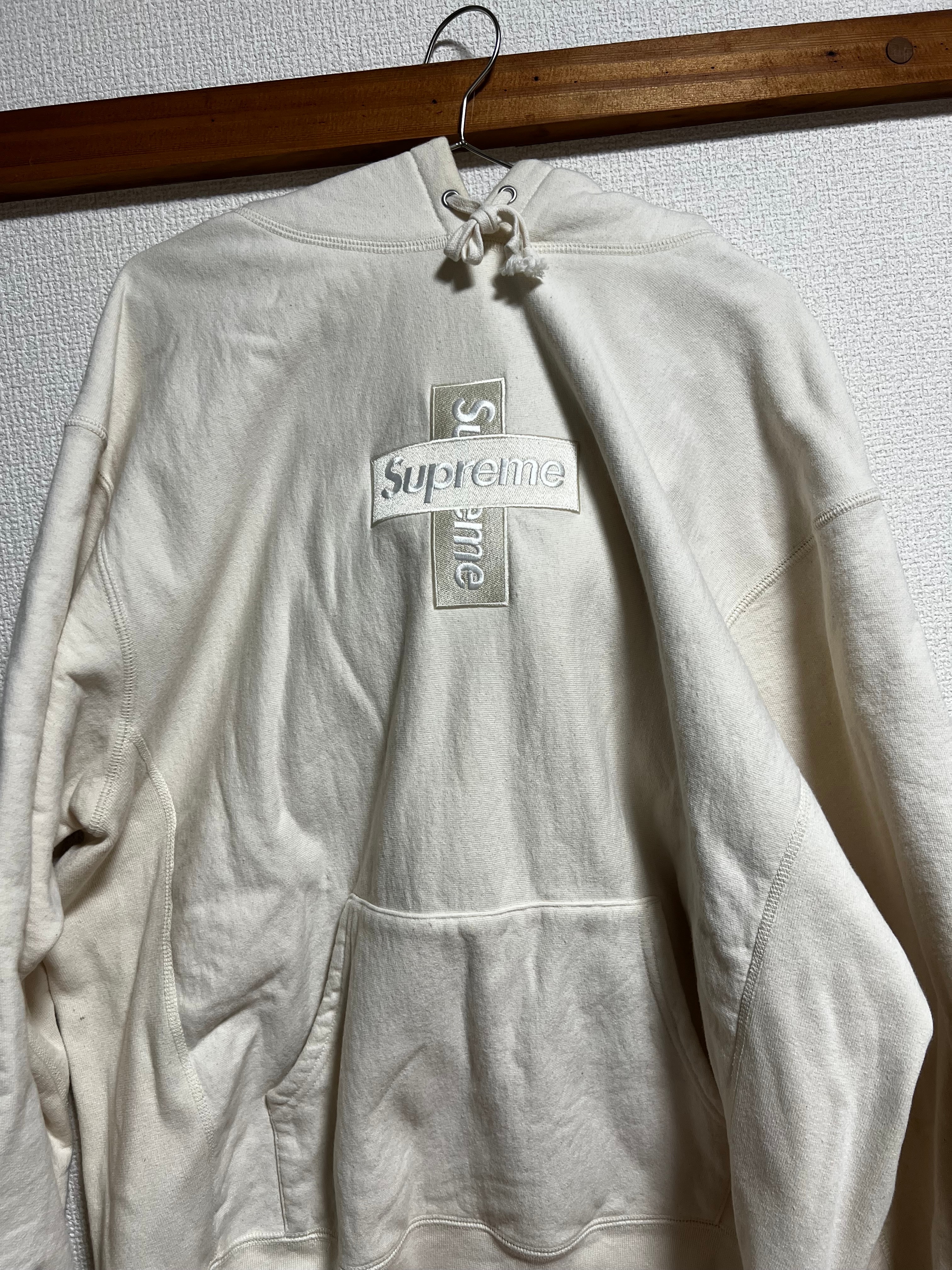 Supreme Cross Box Logo Hooded Sweatshirt "Natural"