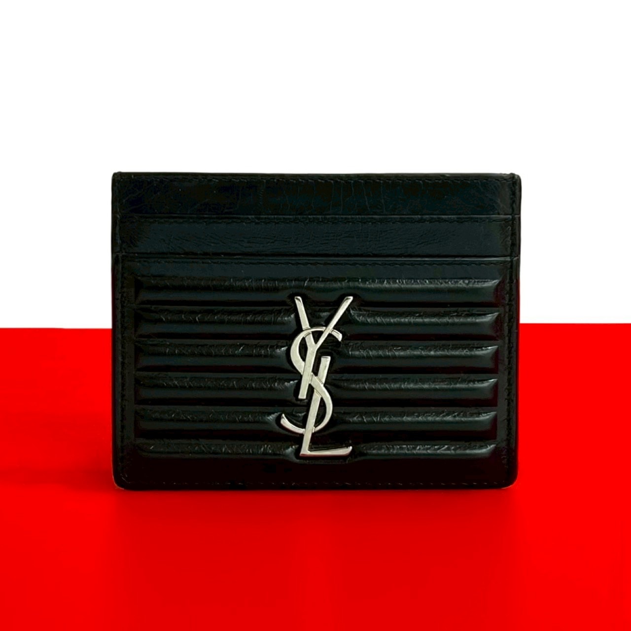 SAINT LAURENT PARIS サンローランパリ YSL ロゴ 金具 レザー カードケース ブラック
 56424