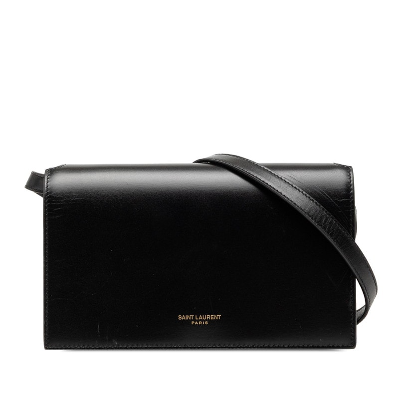 サンローラン 斜め掛け ショルダーバッグ ブラック レザー レディース SAINT LAURENT 【中古】
