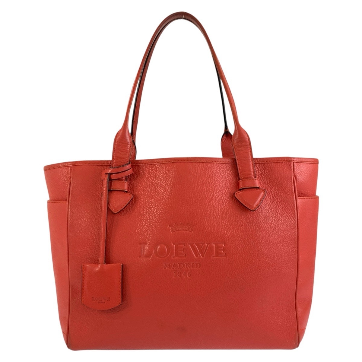 LOEWE ロエベ ヘリテージ オレンジ レザー トートバッグ ハンドバッグ 604311 【中古】
