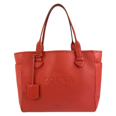 LOEWE ロエベ ヘリテージ オレンジ レザー トートバッグ ハンドバッグ 604311 【中古】