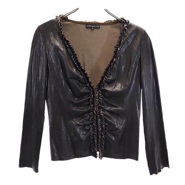 FOXEY NEW YORK フォクシーニューヨーク 日本製 フェイクレザー ジャケット 40 ブラウン系