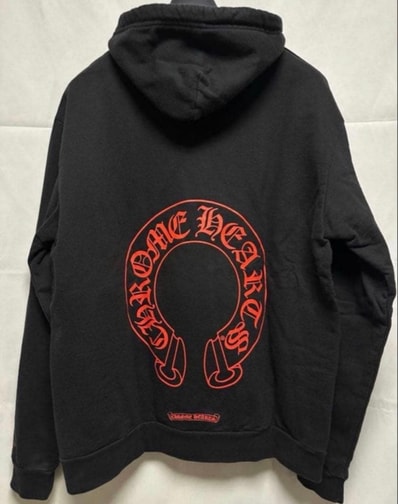 Chrome Hearts Back Horse Shoe Logo Glitter Print Hoodie Online Exclusive "Black/Red"
