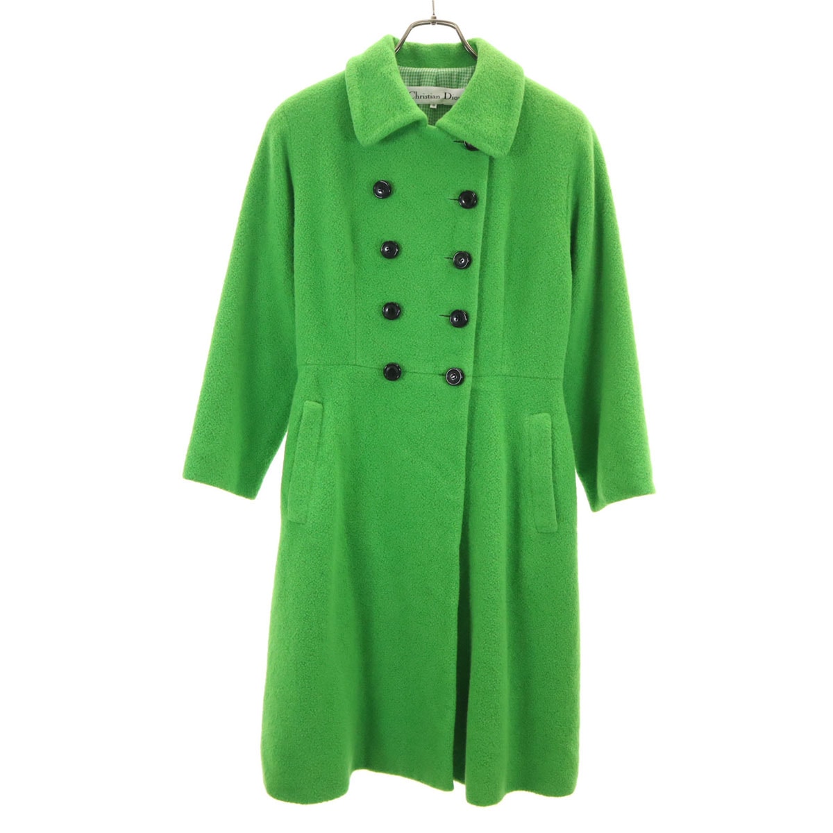 【クリスチャンディオール】ロングコート　アンゴラ混　緑　ドロップショルダー 未使用に近い】美品 Christian Dior クリスチャンディオール 90s