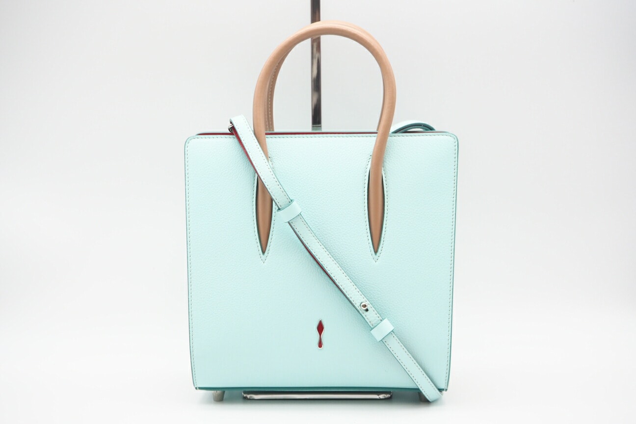 美品 Christian Louboutin クリスチャンルブタン パロマ スモール 2WAYバッグ 1165026 2wayショルダーバッグ ライトブルー レッド ブラウン レザー レディース