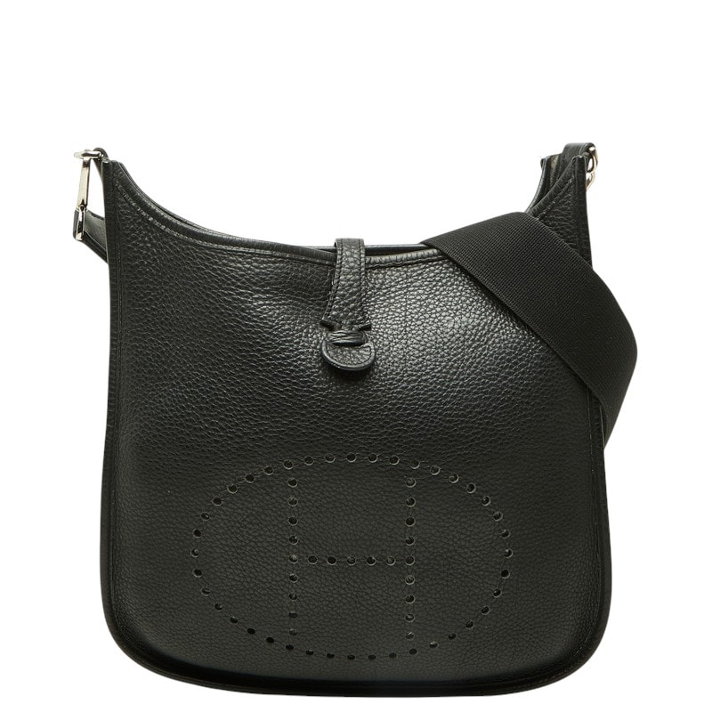 エルメス エヴリンPM ショルダーバッグ □L刻印 ブラック シルバー金具 トリヨンクレマンス レディース HERMES 中古