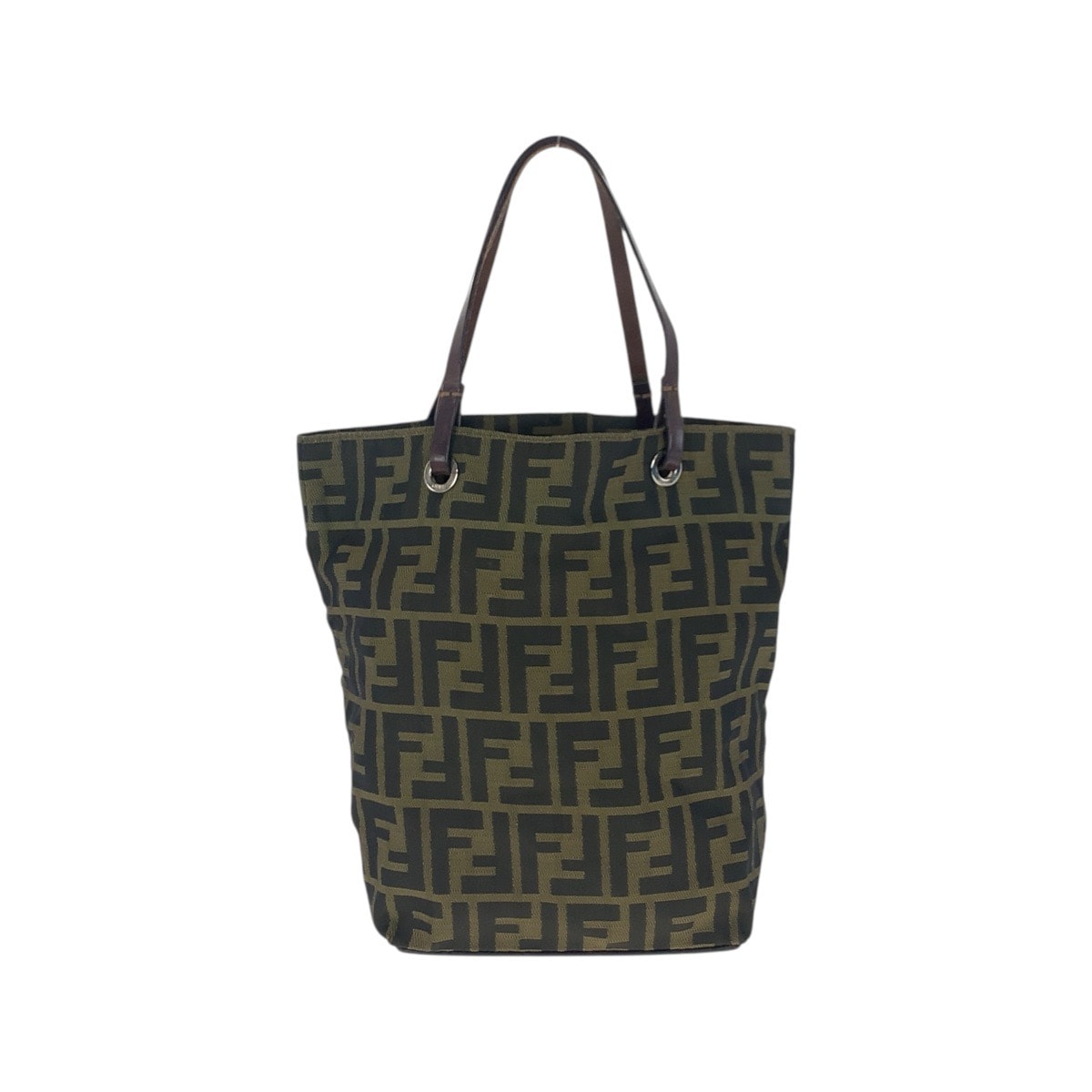FENDI フェンディ ズッカ ブラウン シルバー金具 キャンバス レザー/ ハンドバッグ 506176 【中古】