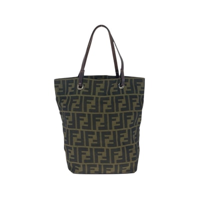 FENDI フェンディ ズッカ ブラウン シルバー金具 キャンバス レザー/ ハンドバッグ 506176 【中古】