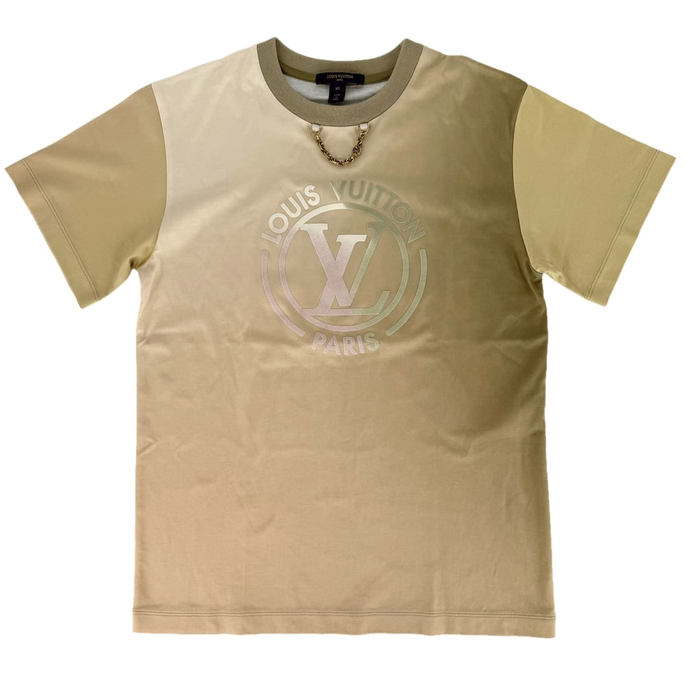 LOUIS VUITTON ルイヴィトン 半袖Tシャツ LVサークル グラディエント トップス アパレル 服 XS ベージュ カーキ コットン メンズ 春 夏 美品【中古品】