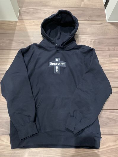 Supreme Cross Box Logo Hooded Sweatshirt "Navy"