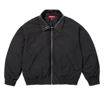Supreme Leather Collar Utility Jacket "Black"