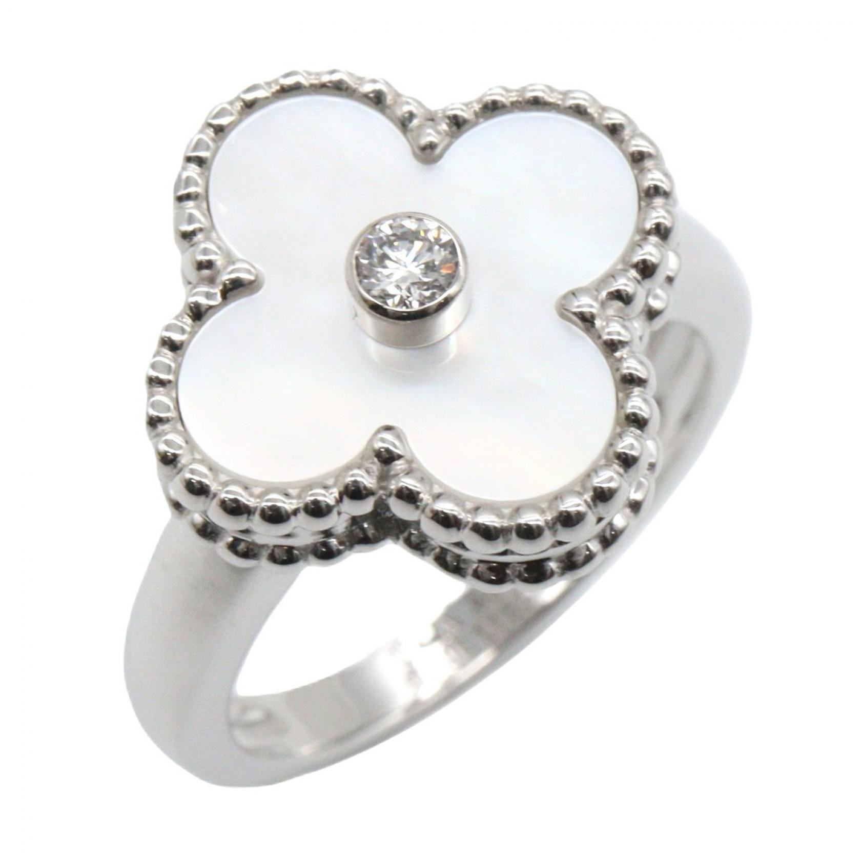 ヴァンクリーフ&アーペル Van Cleef & Arpels ヴィンテージアルハンブラ マザーオブパール 1PD リング リング・指輪 ジュエリー K18WG(ホワイトゴールド) ダイヤモンド マザーオブパール レディース シルバー系