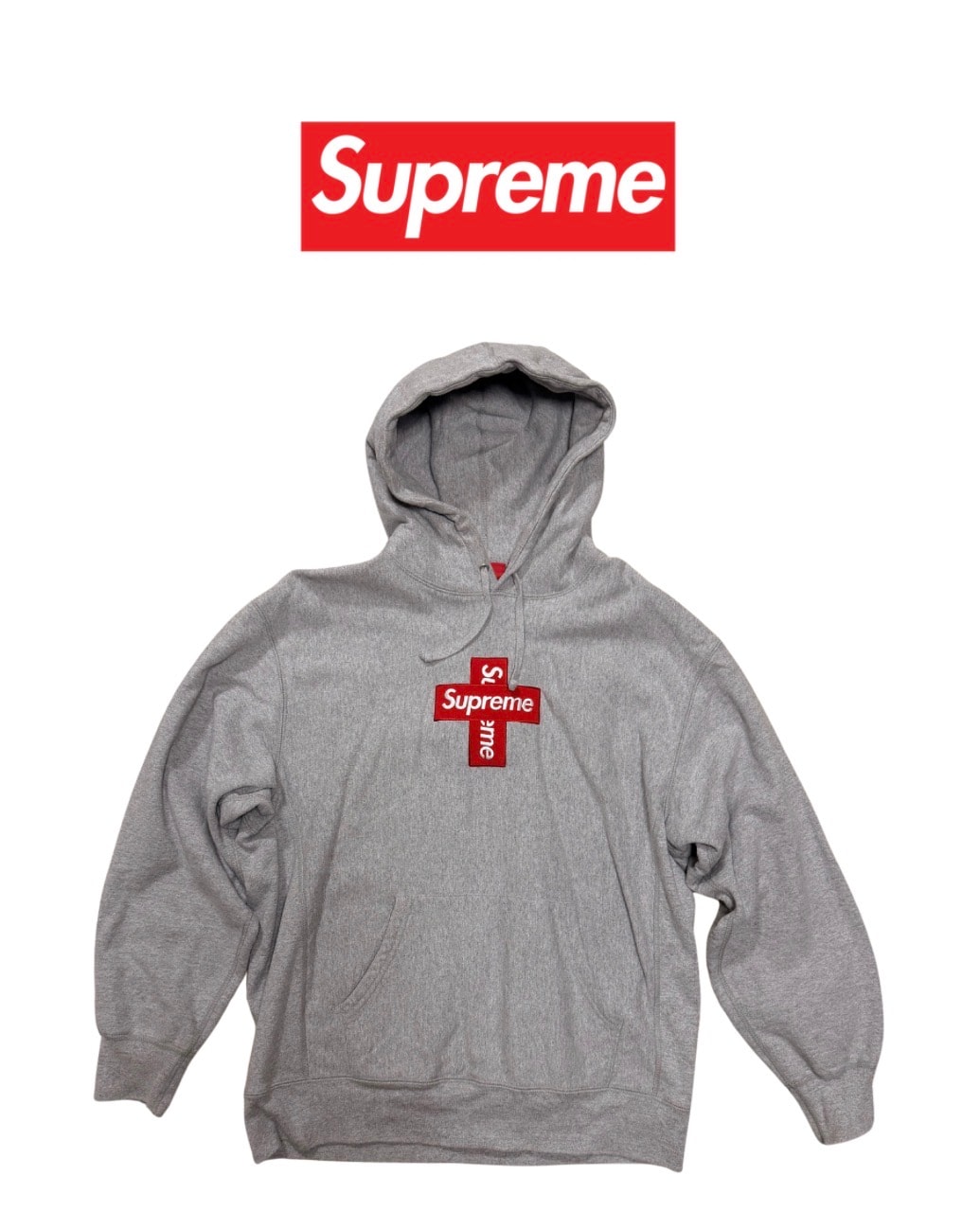 Supreme Cross Box Logo Hooded Sweatshirt "Grey"